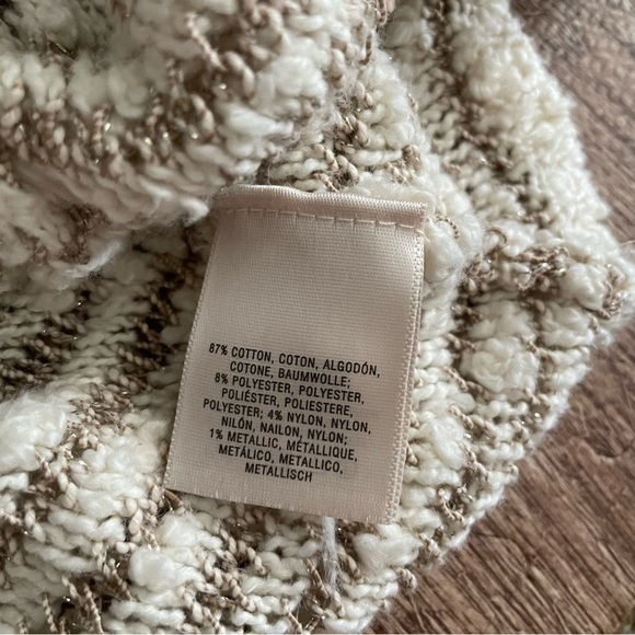 Anthropologie Moth Open Front Metallic Striped Hooded Cardigan Size Small - Picture 7 of 8